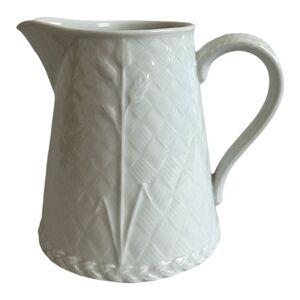 Royal Worcester Porcelain Basketweave Pitcher Jug White Vintage 1983 New